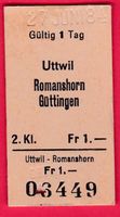 KARTON BILLETT, UTTWIL - GÜTTINGEN, 2.KLASSE, EINFACH
