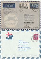 2 Luftpostbriefe mit Swissair-Logo in die Schweiz