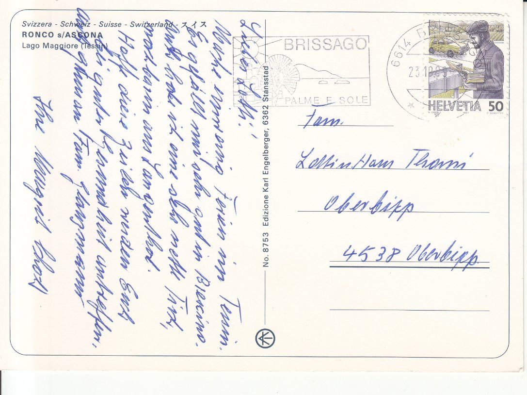 Cartoline postali: Ronco 1998 – Usato da Bürglen TG venduto da StampGraf 1