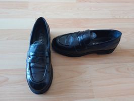 ANIMA Leder Schuhe Loafer Damen schwarz Ballerina Gr. 39 NW!