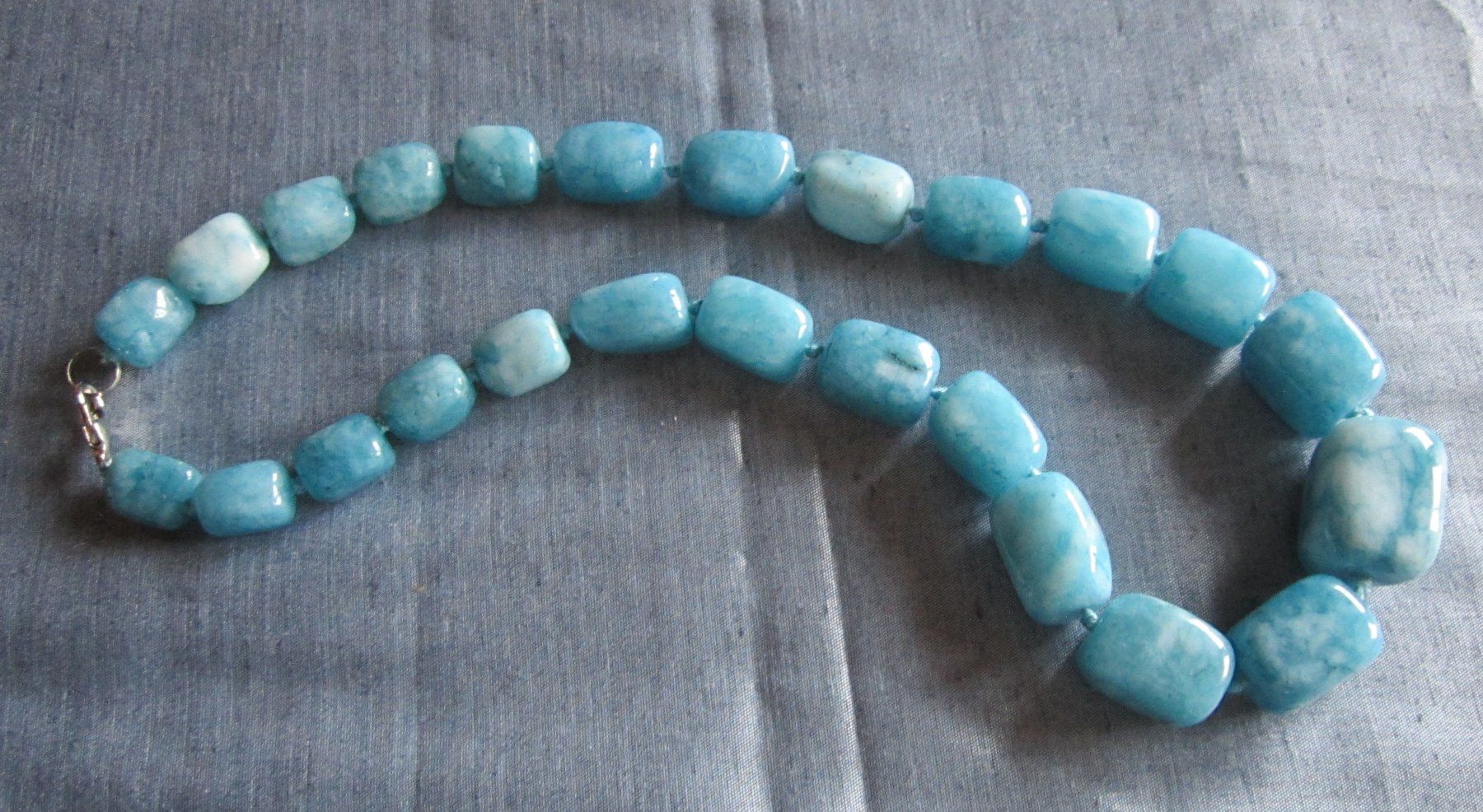 Catenine: moderne Edelstein Heilstein Kette; natürlicher Amazonit – Nuovo e nell'imballaggio originale da Laax GR venduto da krippenfiguren-laax
