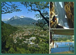 Bad Ragaz mit Churfirsten, Gonzen und Alvier, 1989, gelaufen
