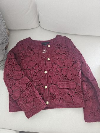 Zara Strickjacke, bordeauxrot, Gr. M! Macrame Cardigan