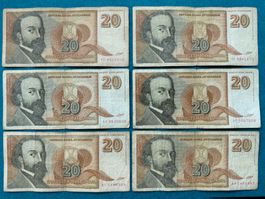 Belgrad 1994 - Jugoslawien - 6 x 20 Novih Dinara - VINTAGE !