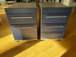 Zwei Rollcontainer blau mit Schubladen guter Zustand