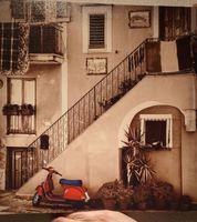 Wandbild Italien mit Vespa, Sepia Töne, Vintage Look