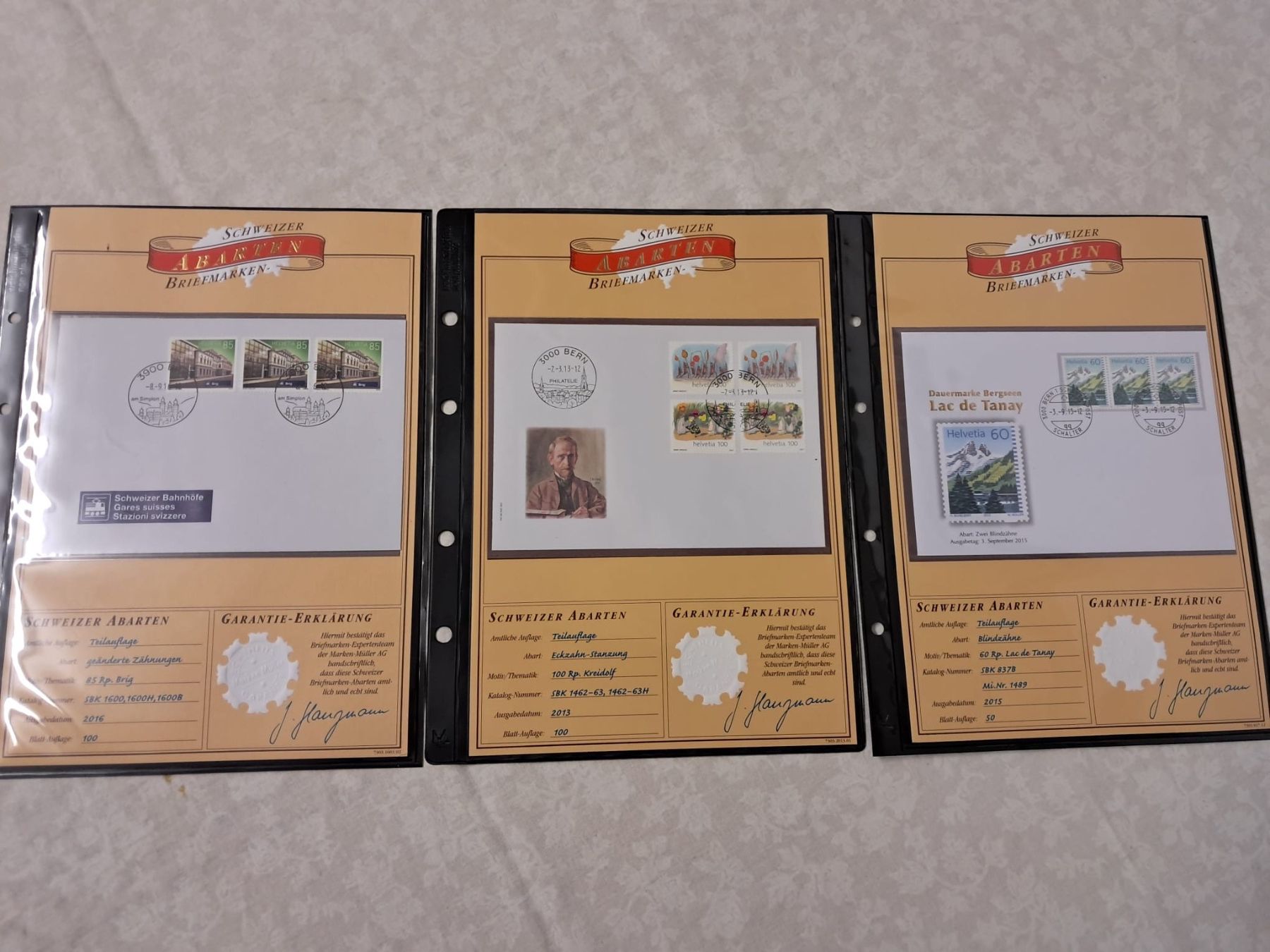 Alle Briefmarken: 3 FDC Abarten 837B, 1462-63 und 1601 – Gebraucht aus Lengwil von Brumar0