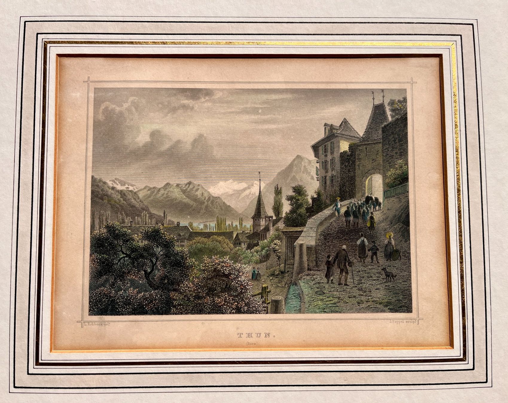Incisioni: Schöner Kupferstich von Thun 1882 – Usato da Spiez venduto da Mamamia