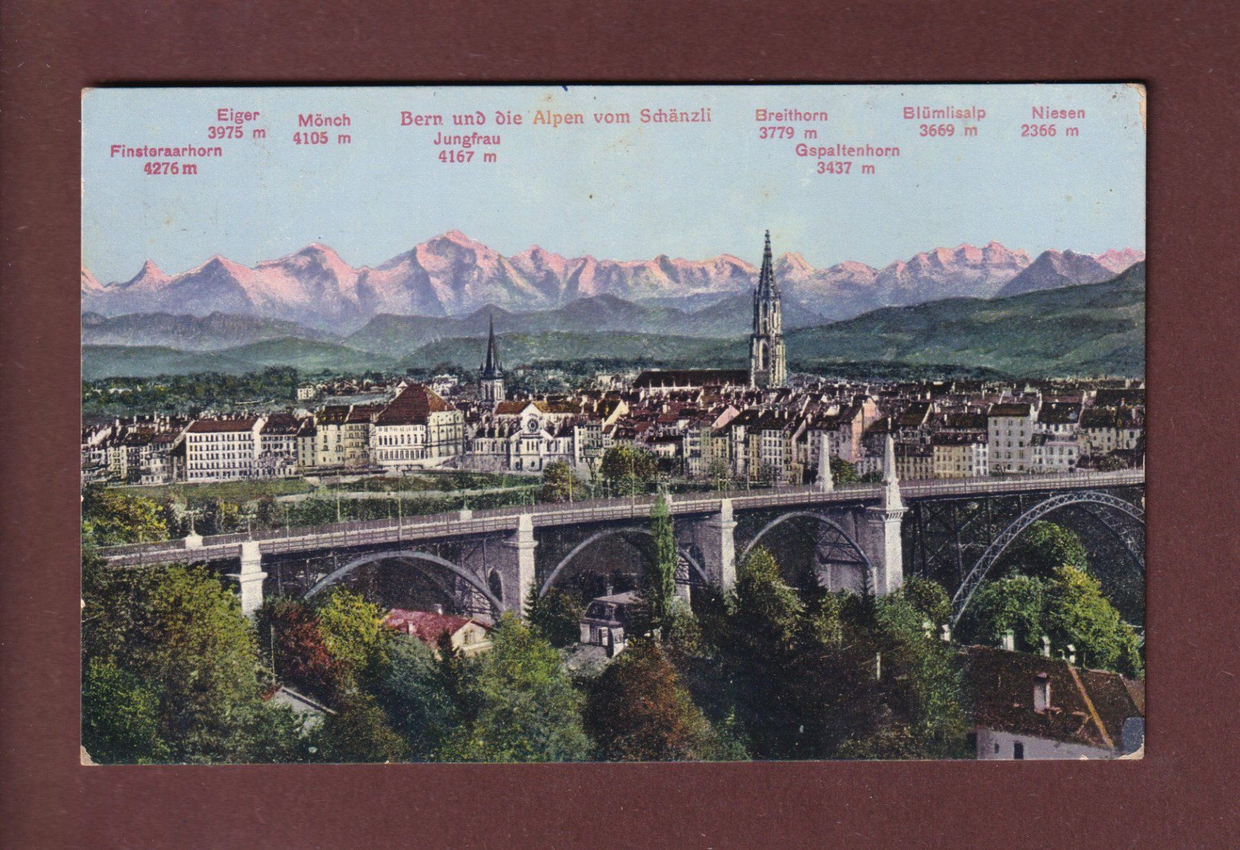 Cartoline postali: BERN und die Alpen - 1915 – Usato da Pully venduto da nicecards