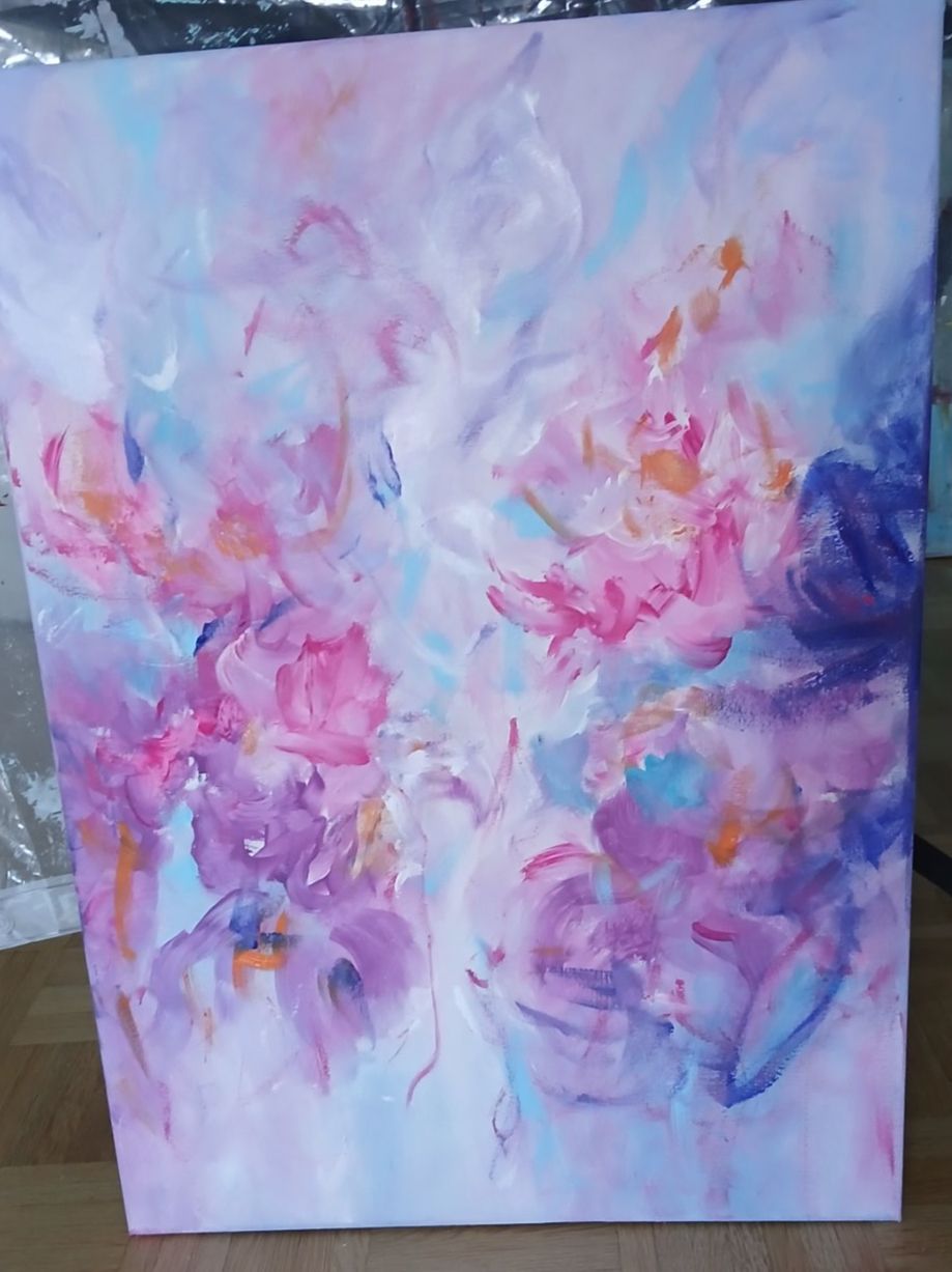 Dipinti: Abstraktes Acrylbild mit Bluemen, 50x70 cm – Nuovo e nell'imballaggio originale da Beinwil am See venduto da Superchance 2