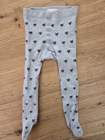 H&M Strumpfhose grau mit Herzmuster Gr. 62/68, Herz