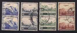 1941 vier Flugpost Paare gestempelt ʘ,  F27 - F30, Kat. 8.-