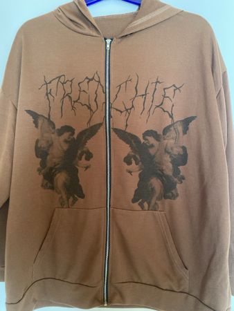Braunes Kapuzen - Jäckchen mit Engelmotiv