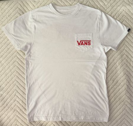 T-Shirt Blanc VANS Taille S Logo Rouge