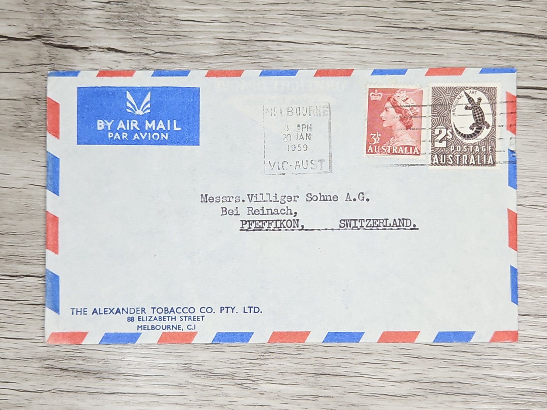 Tutti i francobolli: CL06 Enveloppe + Timbre Australie 1959 – Usato da Cousset venduto da Patrick_Collections