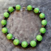 Vintage attraktive Grüne Halskette/Collier mit Onyx ca 1960