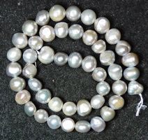 1 Strang echte silberne Süsswasser Barock Perlen