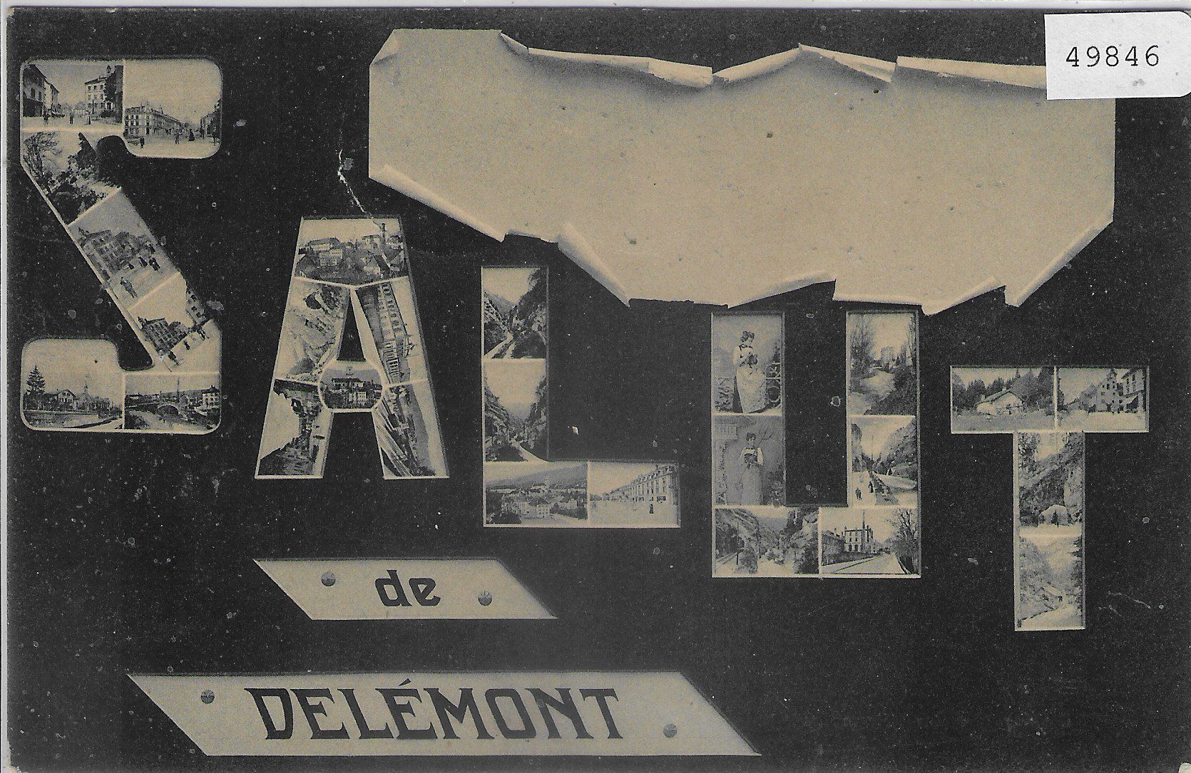Ansichtskarten: Salut de Delemont - Multiview 1906 – Gebraucht aus Ettingen von Kartenplanet