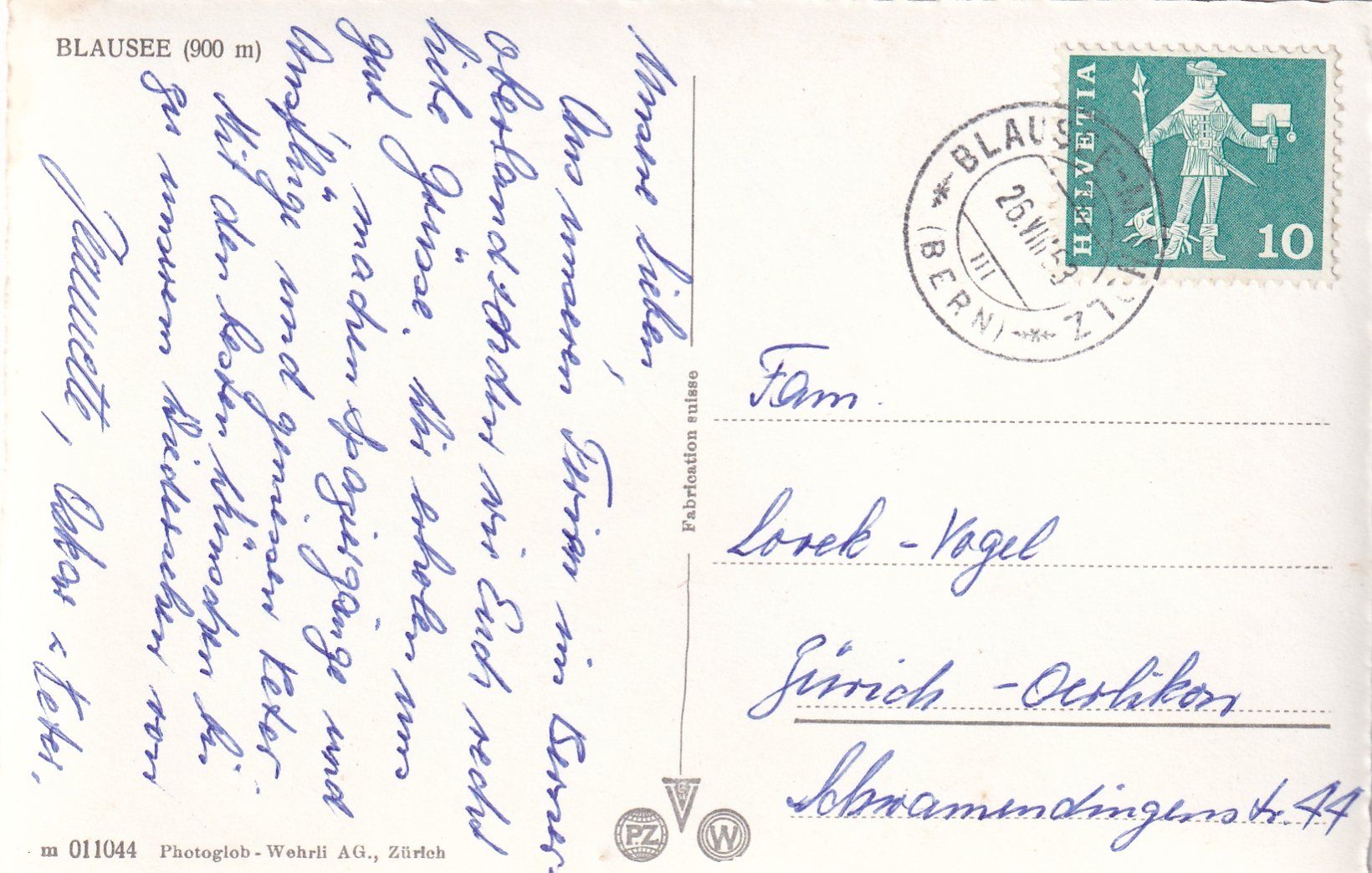 Cartoline postali: Blausee (belebt) /bc – Usato da Hombrechtikon venduto da Rudolf07 1