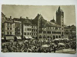 AK  Basel mit Marktplatz