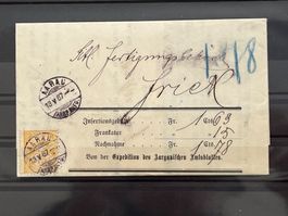 Brief Gelbe Ziffer 15 Rp., Aarau 1887