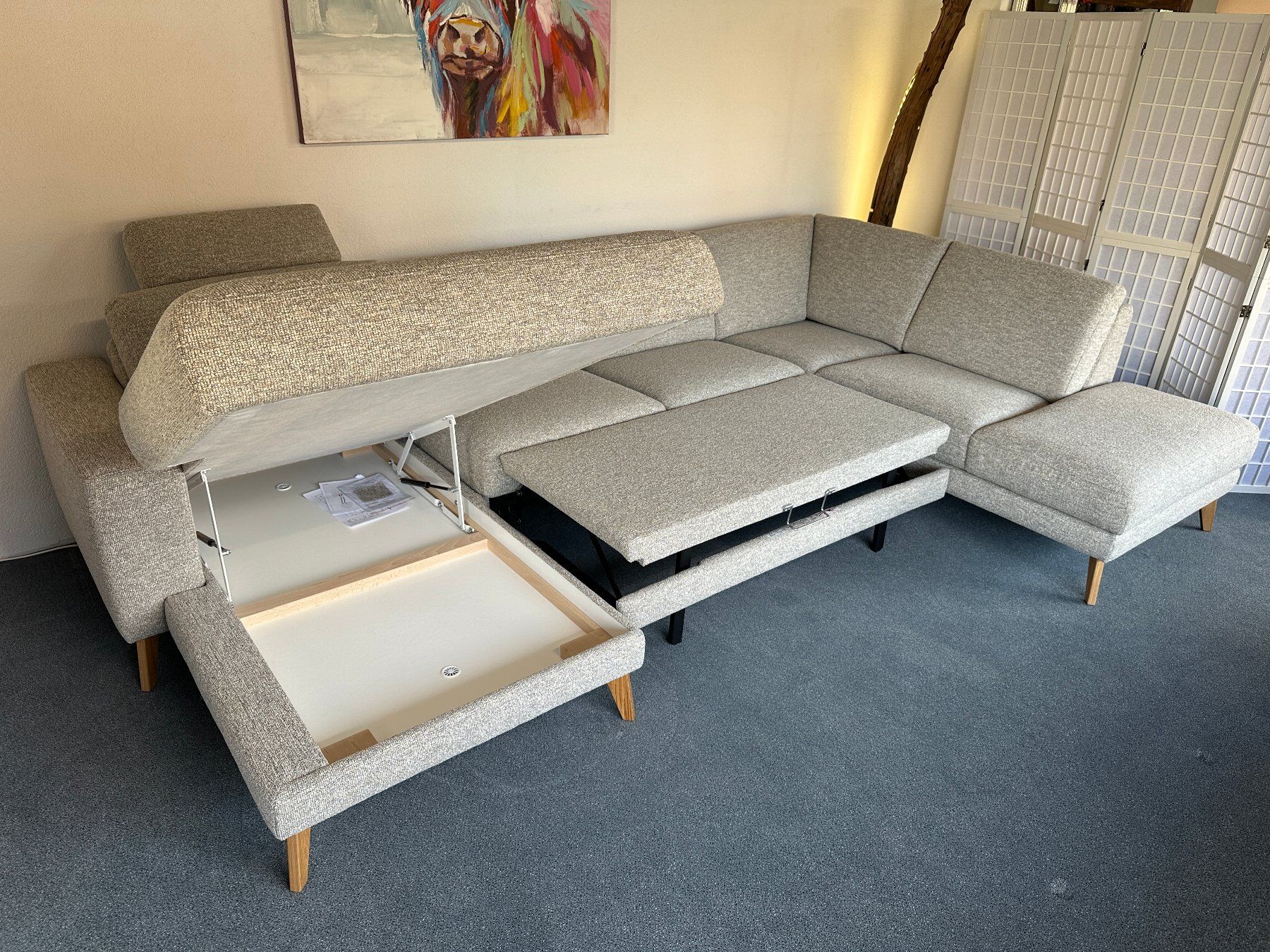 Sofas: Sofa MAX Stoff beige 341 x 221 cm inkl. Bettsofa – Neu (gemäss Beschreibung) aus Unterentfelden von moebelrufli 7