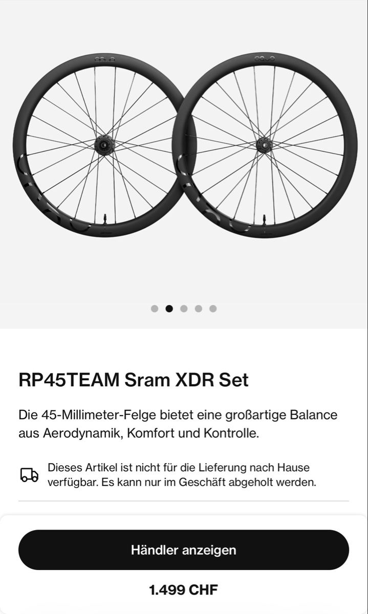 Zipp Pezzi di ricambio: Laufradsatz OQUO RP45 TEAM Carbon – Nuovo e nell'imballaggio originale da St. Gallen venduto da Janeli. 4
