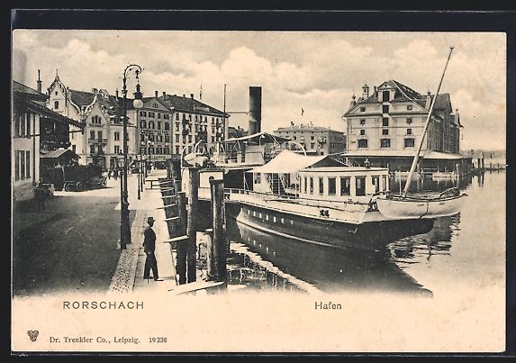 Cartoline postali: Rorschach, Hafen mit Hotel Hirschen im H – Usato da Berlin venduto da bartko-reher