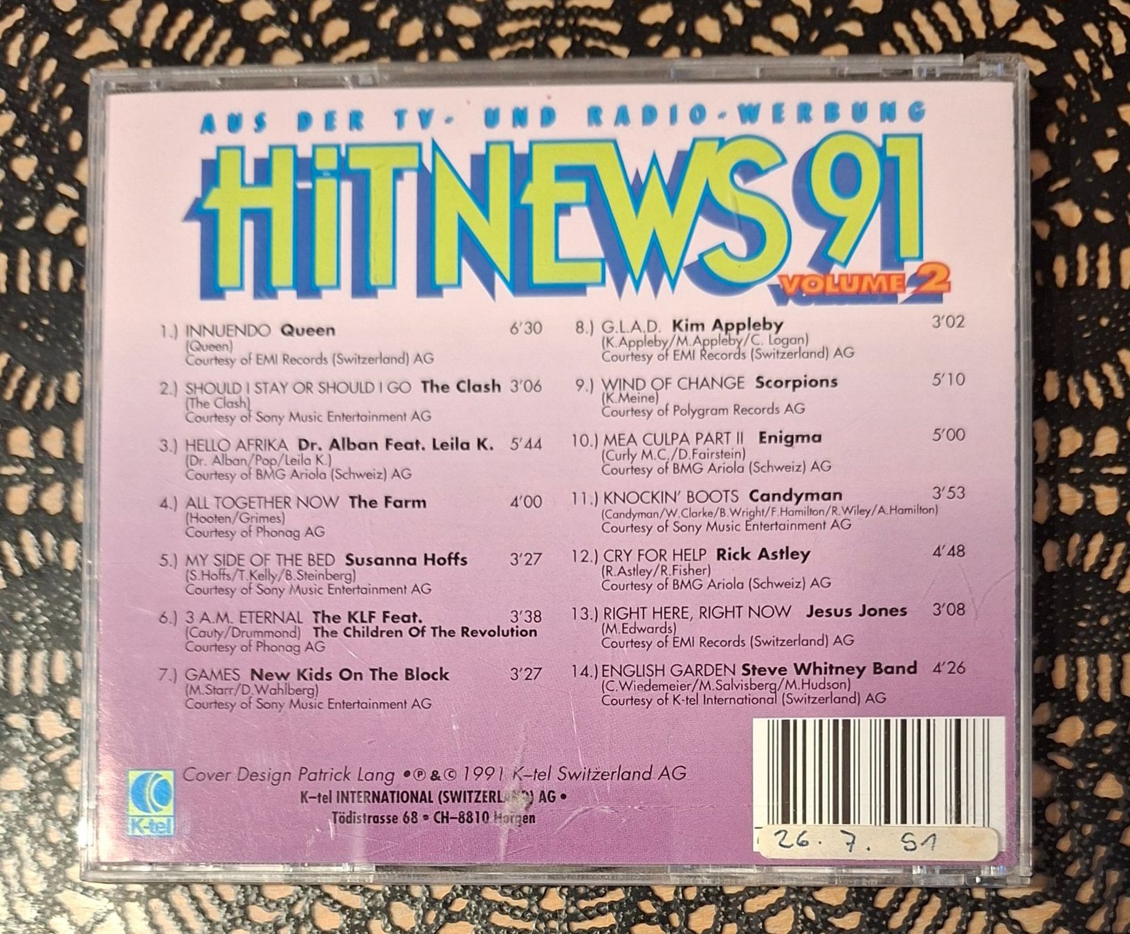 CD: Hit News 91 Vol.2, Hit Compilation CD Sampler 1991 – Usato da Schönenberg TG venduto da Gregolino76 1