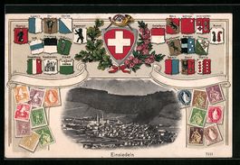 Einsiedeln, Totalansicht, Wappen der sch