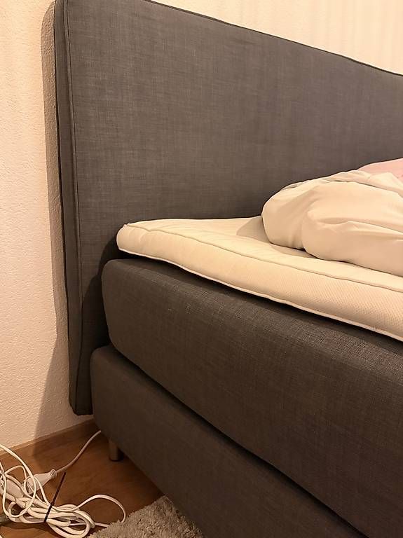 Ikea Letti: IKEA DUNVIK Boxspringbett 160x200 cm  Dunkelgrau – Usato da Zürich venduto da Limmatstadt_ 1