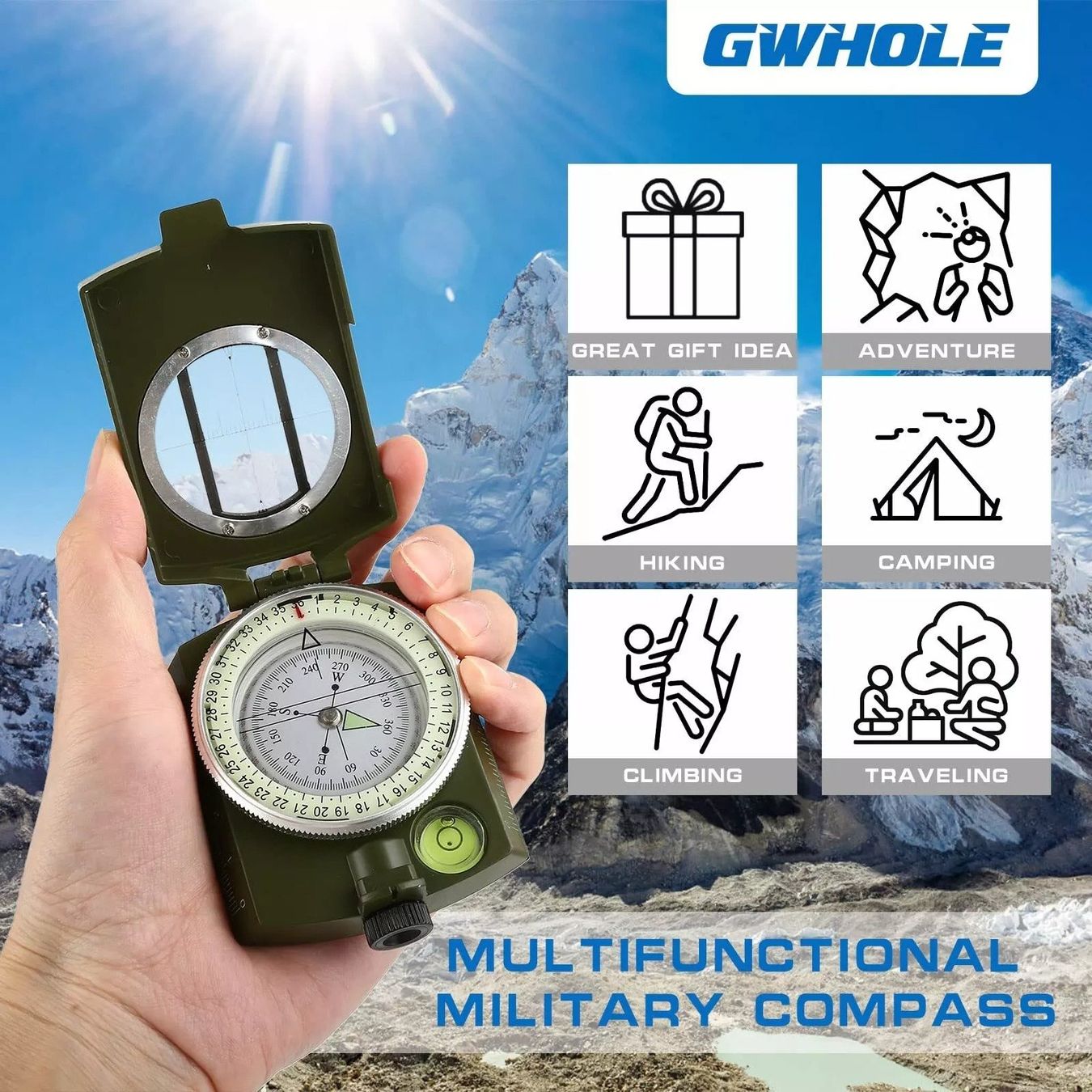 GPS & Strumenti di misurazione: Metallgehäuse  Armee kompass Marschkompass mit Beutel – Nuovo (secondo la descrizione) da Kirchdorf AG venduto da csnmclub 7