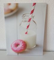 Leinwand Bild Küchenbild Donut und Milch 30 x 40 x 1.8 cm