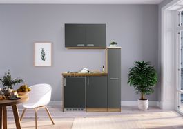 651 Miniküche Küchenzeile 130cm E/Grau - Küche Einbauküche