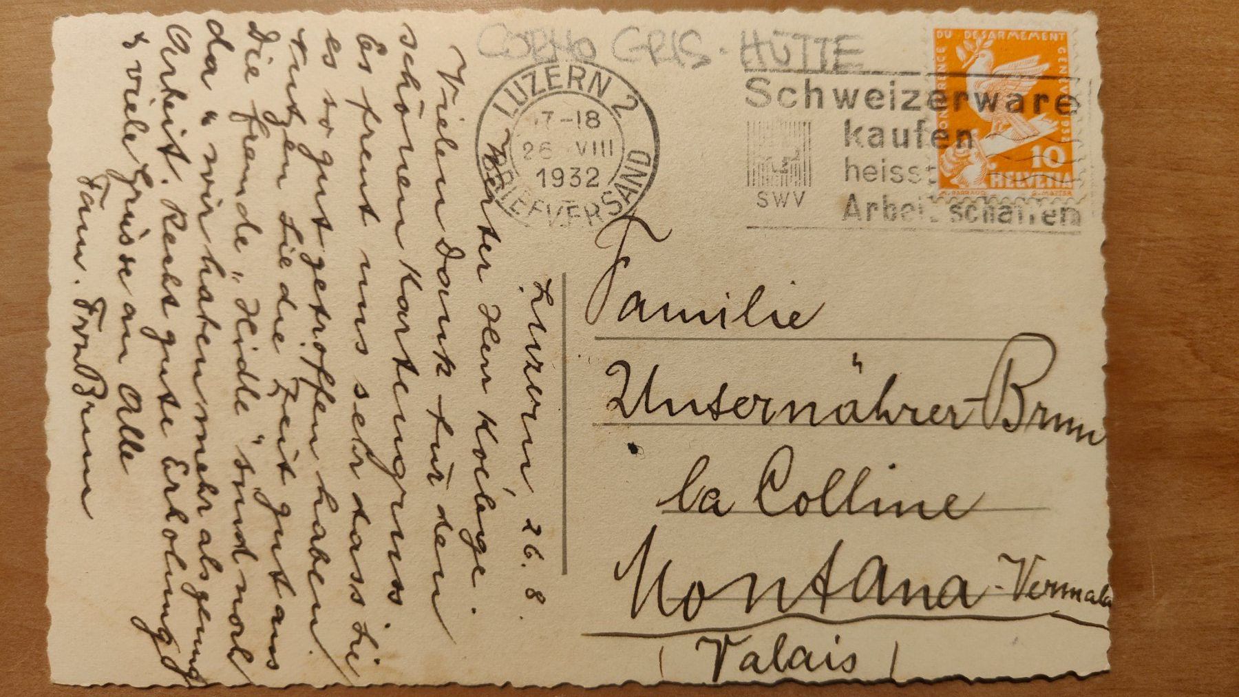 Cartoline postali: Corno Gris Hütte um 1930 – Usato da St. Erhard venduto da Chaeferli6 1