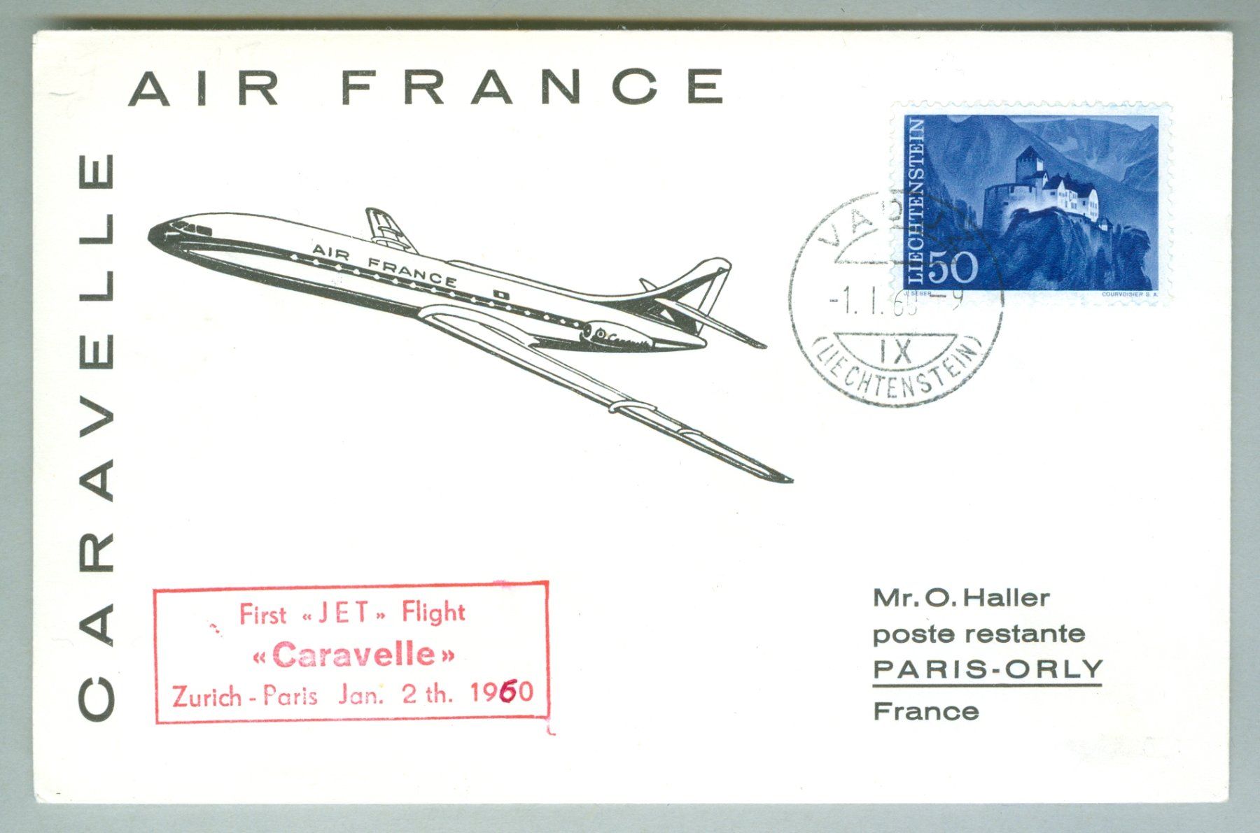 Tutti i francobolli: 1960 Liechtenstein Flugpost RF – Usato da Zürich venduto da yago-rot