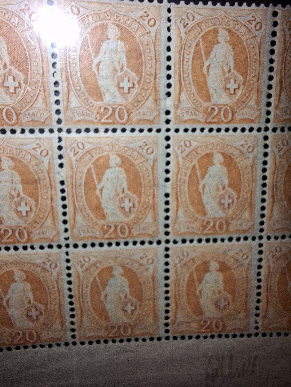 Alle Briefmarken: Stehende Helvetia Teil Bogen 94Ac. mit Attest  – Gebraucht aus Balgach von SIMEON27 1