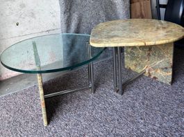 Vintage Couchtisch Set mit Glas- und Marmorelementen!
