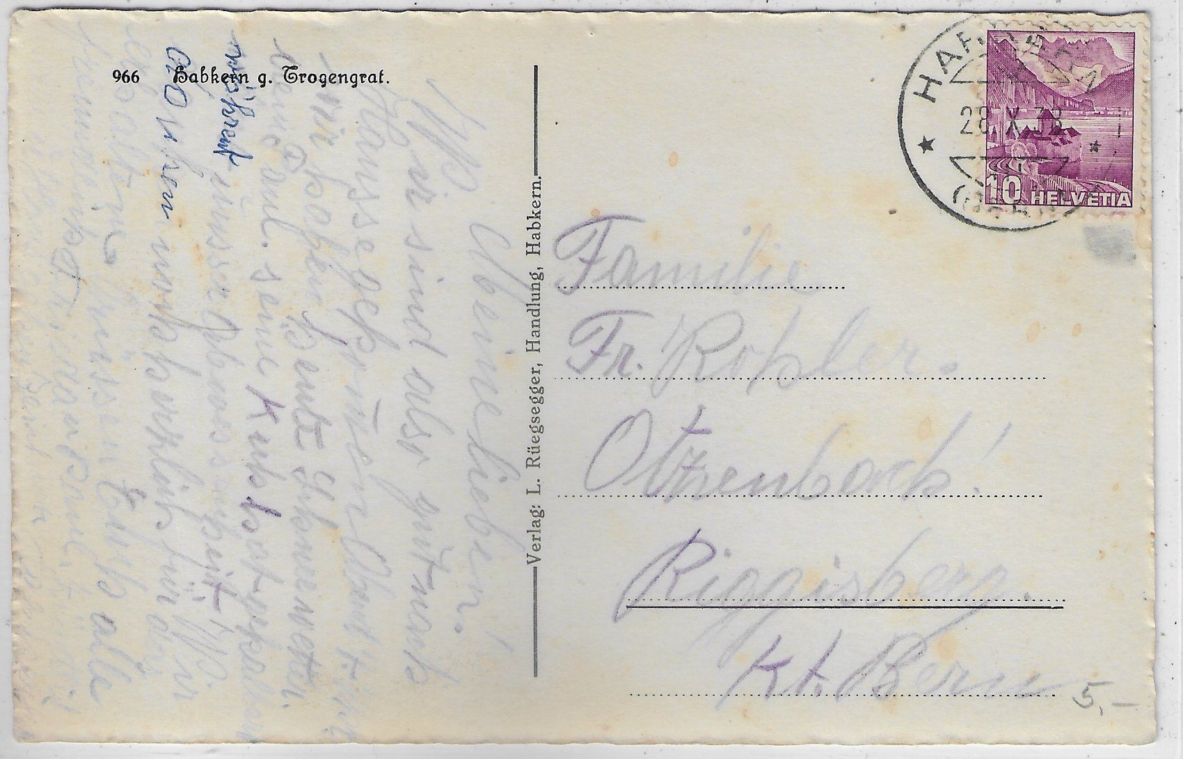Cartoline postali: Habkern gegen Trogengrat – Difettoso da Ettingen venduto da Kartenplanet 1