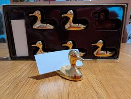 Lot de 6 marque-places canards dorés  – années 70