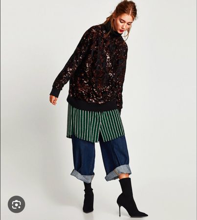 Sparkling Sequin Turtleneck Top, ZARA Sweater M glamour