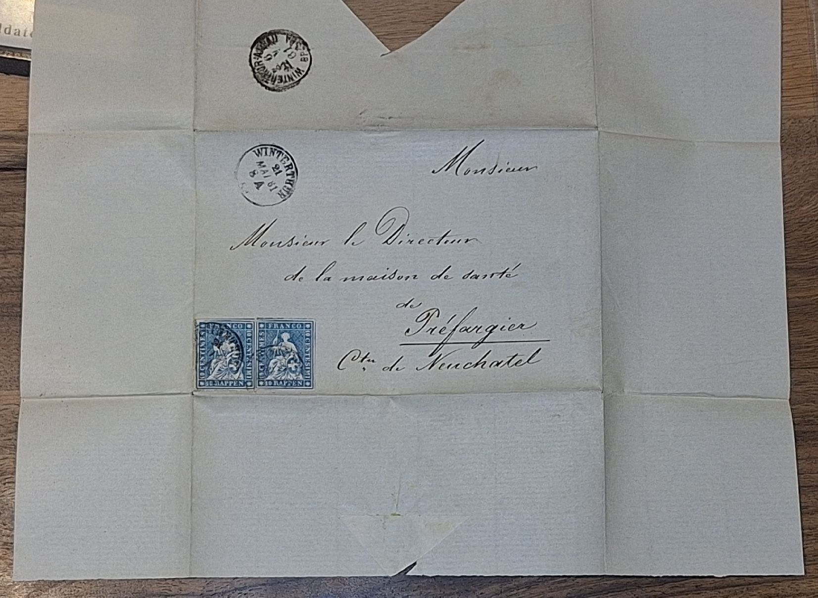 Tutti i francobolli: Strubelbrief 23G Winterthur - Neuchatel – Usato da Balgach venduto da SIMEON27 1