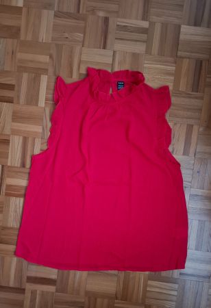 Blouse Shein rouge sans manche/Bluse Shein rot ohne Ärmel