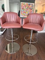 2 originale Potocco Designer-Barhocker – Leder