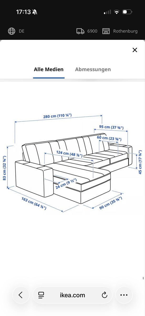 Sofas: IKEA Couch Kivik 3er- Sofa, mittelgrau  – D'occasion à Hochdorf par den_9dg5 1