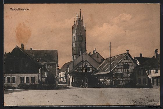 Ansichtskarten: Andelfingen, Strassenpartie vor Kirche – Gebraucht aus Berlin von bartko-reher
