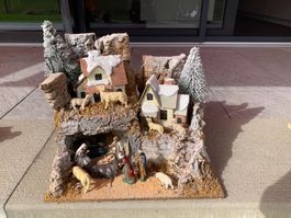 Sehr schöne, , grosse Weihnachtskrippe mit Beleuchtung