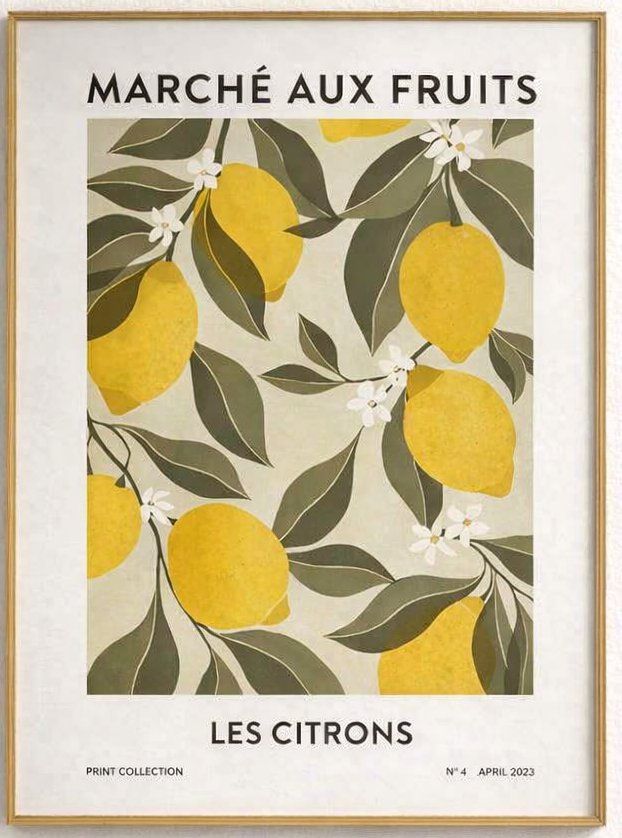 Poster & Bilder: Poster affiche Impression Les citrons Vintage rétro déco – Neu und originalverpackt aus Meyrin von Nostalgica