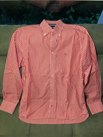 Tommy Hilfiger Shirt Red Stripes. Cotton M size
