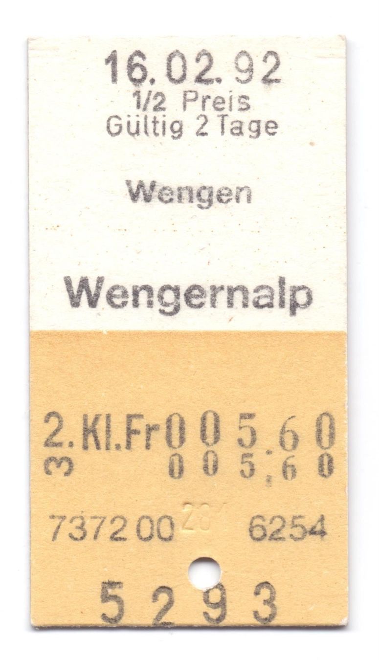 Biglietti: Billette Wengen - Wengernalp WAB – Usato da Langenthal venduto da Sammlungs_aus